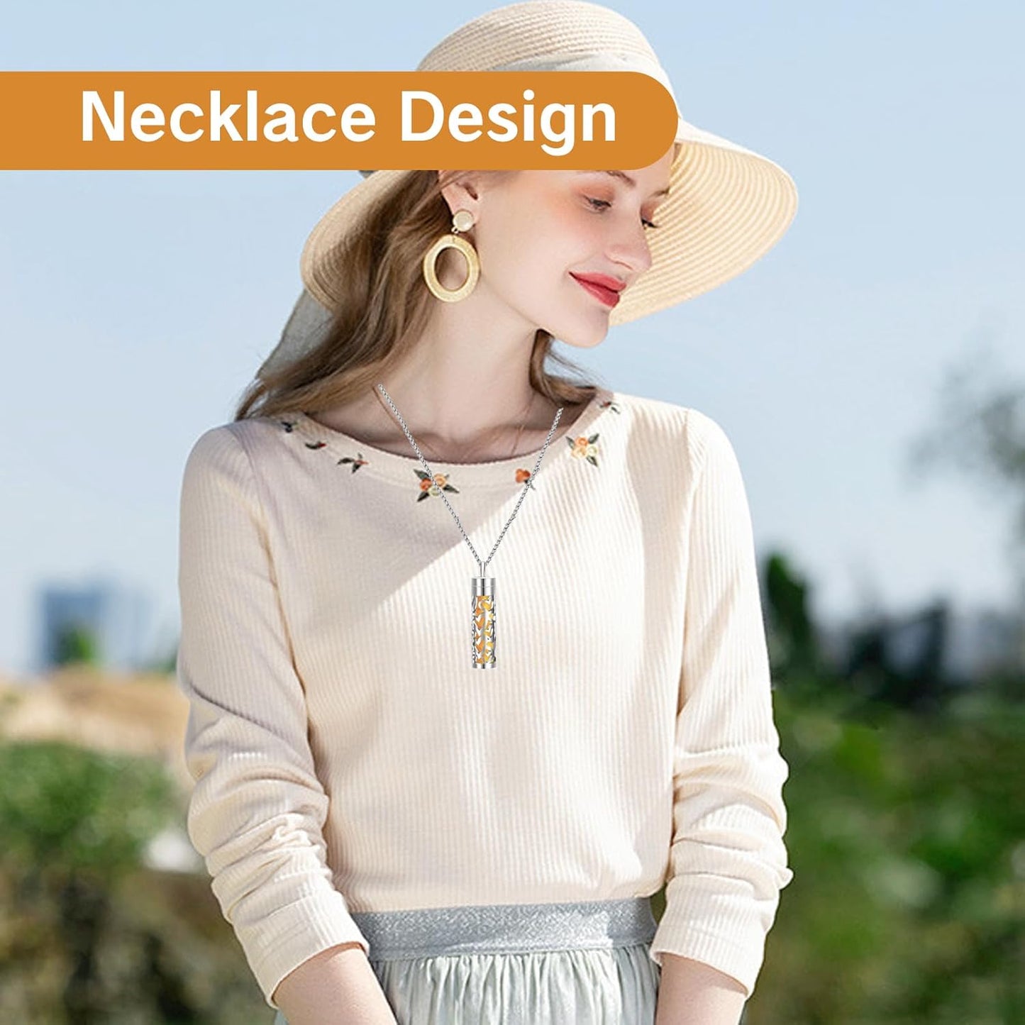 Essential Oil Necklace with 10 Refilled Pads Aromatherapy Pendant Perfume Locket Stainless Steel Diffuser Jewelry for Couples Scent Pendant Aroma Aromatherapy Present for Women Men