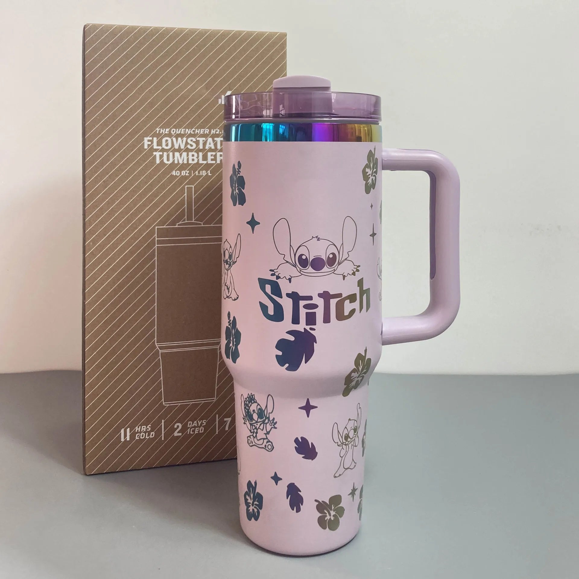 Stitch 40Oz 304 Stainless Steel Car Cup with Straw for Kids American-Style Insulated Portable Cup Vehicle-Mounted Toy Gift