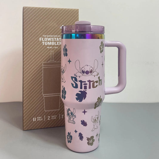 Stitch 40Oz 304 Stainless Steel Car Cup with Straw for Kids American-Style Insulated Portable Cup Vehicle-Mounted Toy Gift