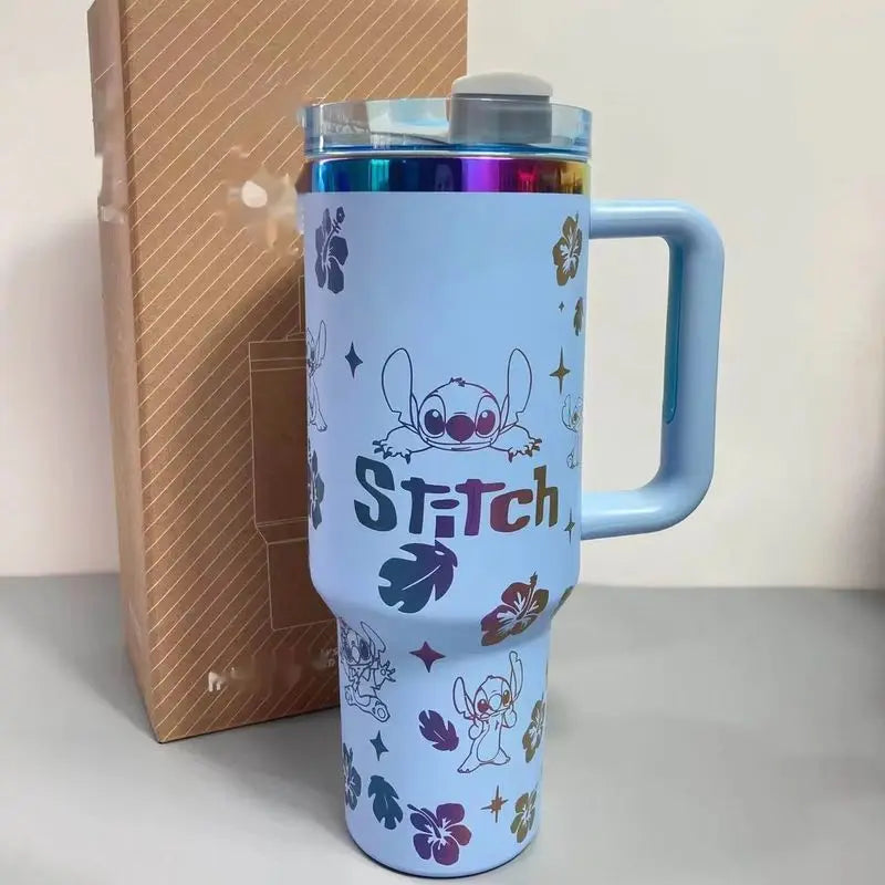 Stitch 40Oz 304 Stainless Steel Car Cup with Straw for Kids American-Style Insulated Portable Cup Vehicle-Mounted Toy Gift