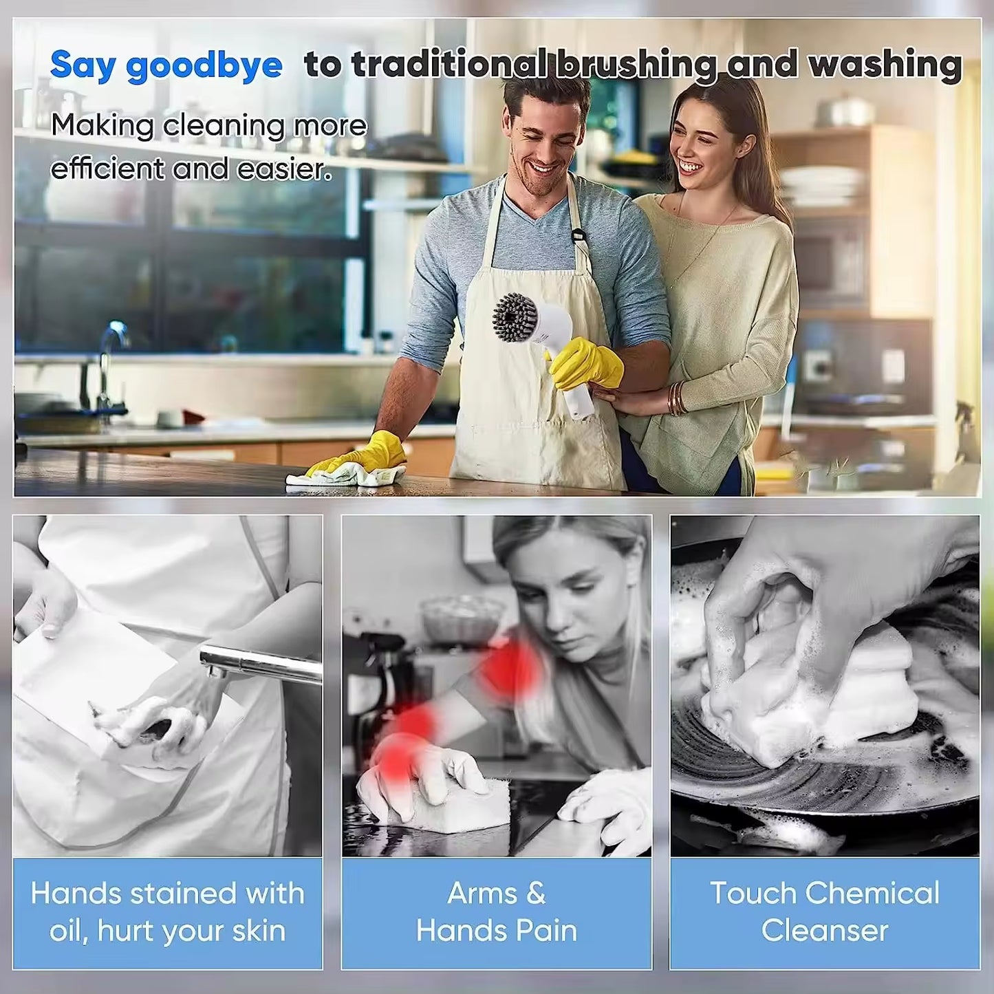 2025 USB Electric Rotary Scrubber Cleaning Brush,With 5 Brush Head Electric for ,Kitchen,Bathtub Tile Scrubber