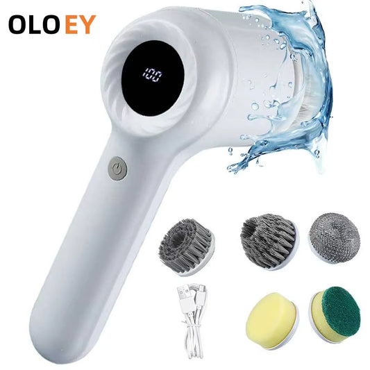 2025 USB Electric Rotary Scrubber Cleaning Brush,With 5 Brush Head Electric for ,Kitchen,Bathtub Tile Scrubber