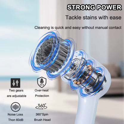 2025 USB Electric Rotary Scrubber Cleaning Brush,With 5 Brush Head Electric for ,Kitchen,Bathtub Tile Scrubber
